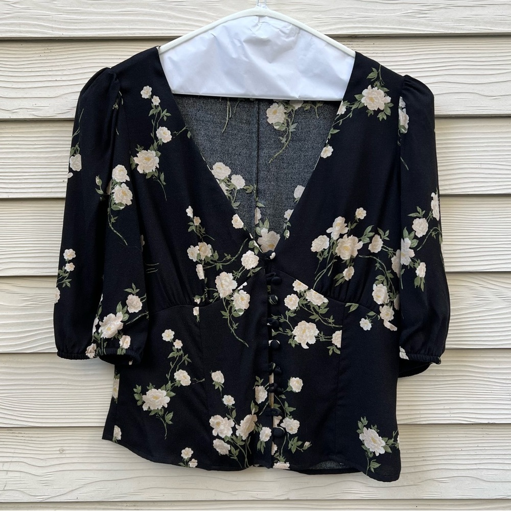 Reformation Rose Print Blouse
